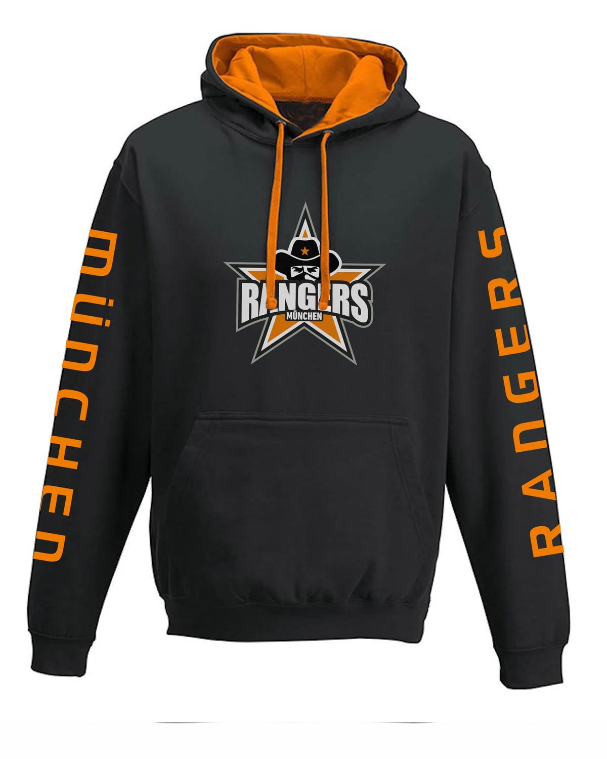 Hoodie schwarz/orange mit Logo